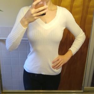 Express v neck white sweater